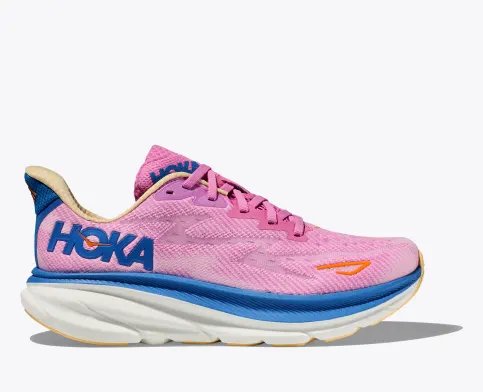 Hoka Women’s Clifton 9 Athletic Shoes-Pink/Blue