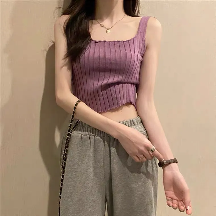 Hot girl knit sling vest BY90013