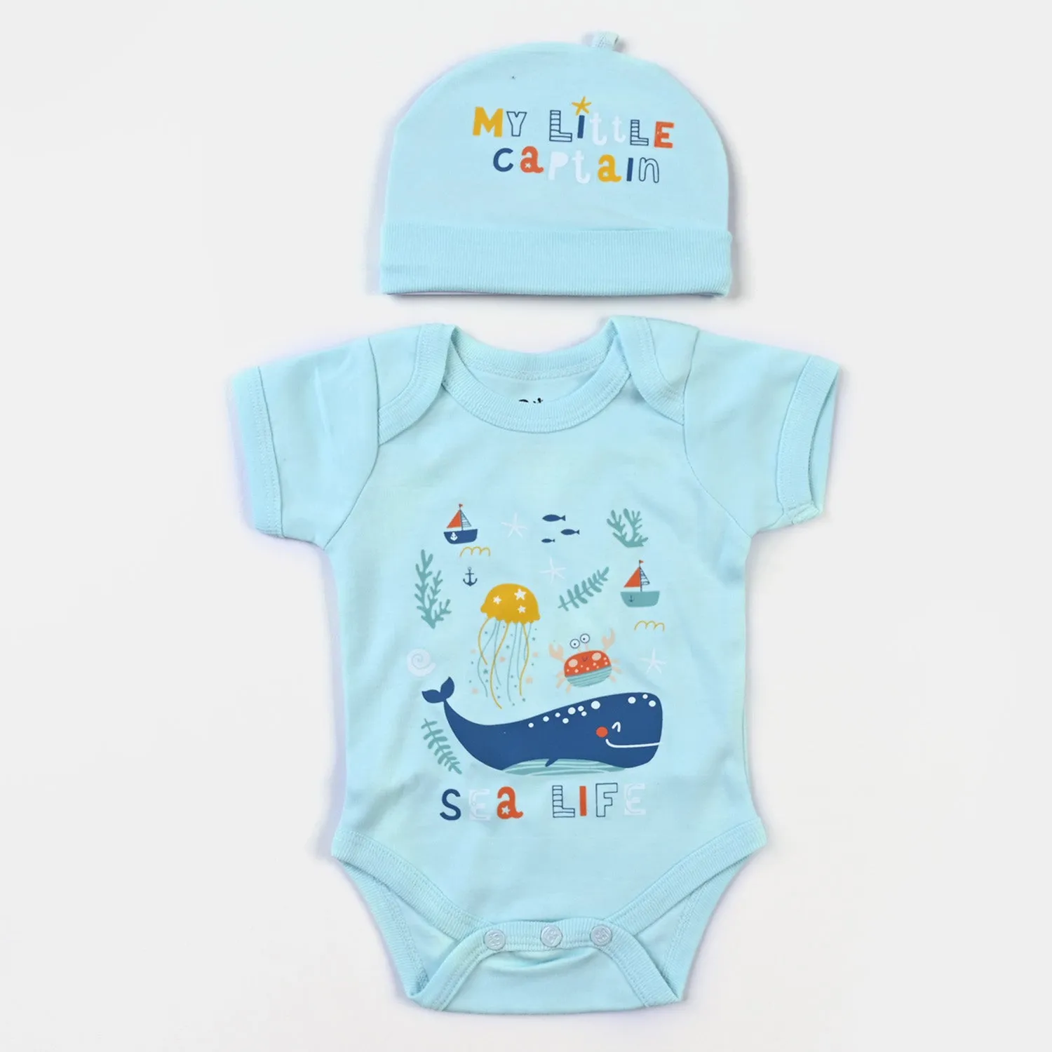 Infant Boys Cotton Poplin 7 Piece Set Marine Life-mIX