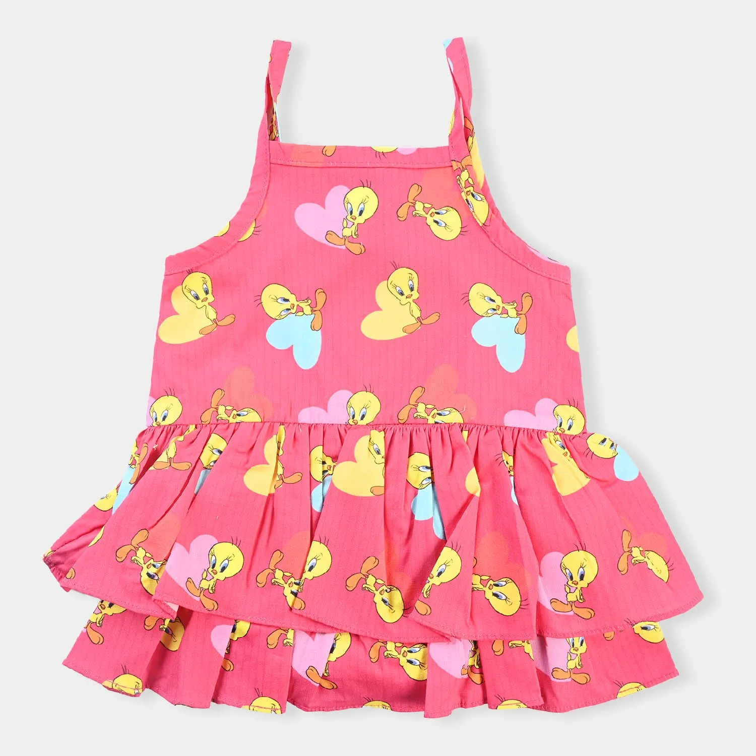 Infant Girls Cotton Frill Romper Tweety-Multi