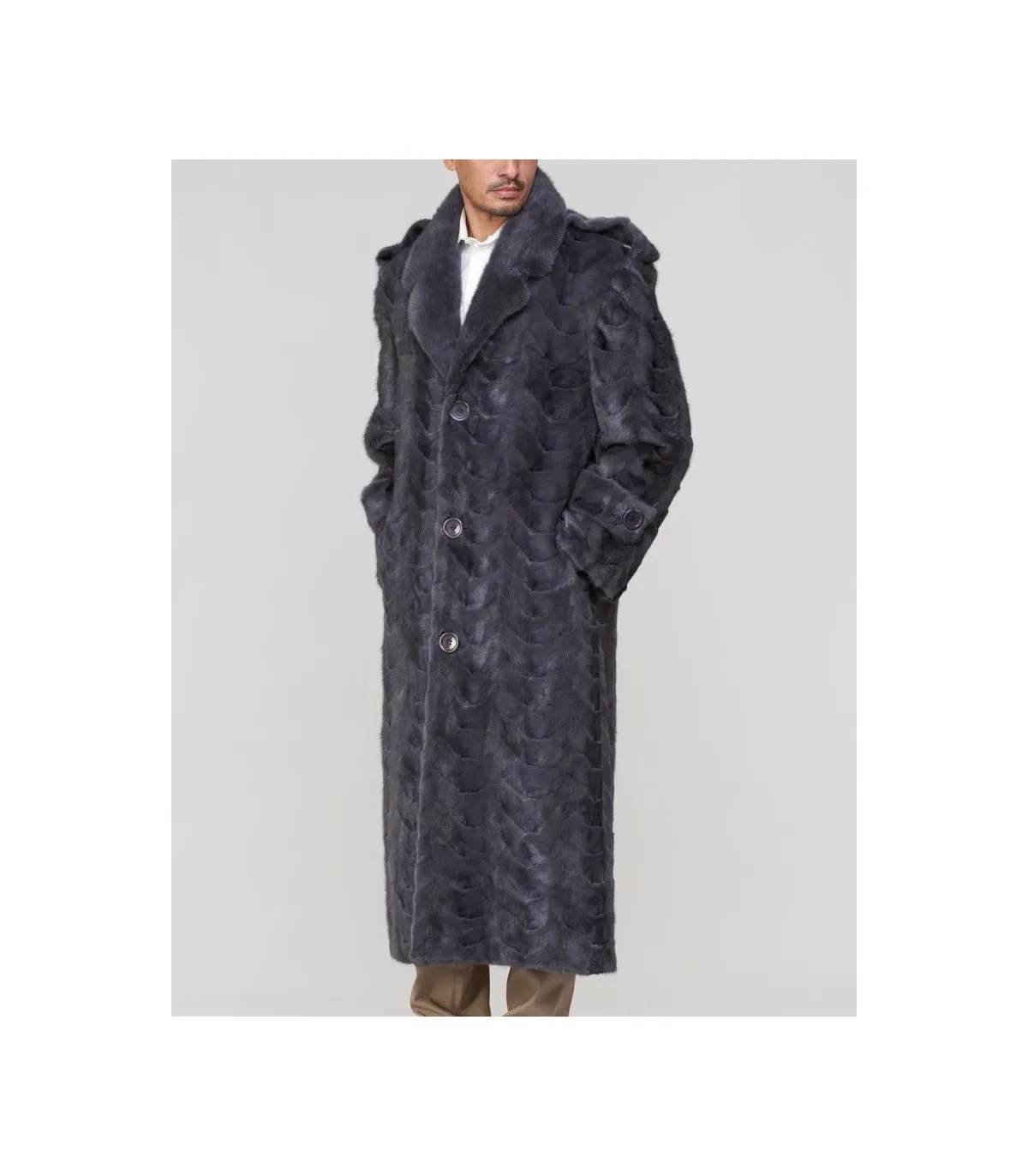 Iris Mink Full Length Overcoat in Grey: FurSource.com