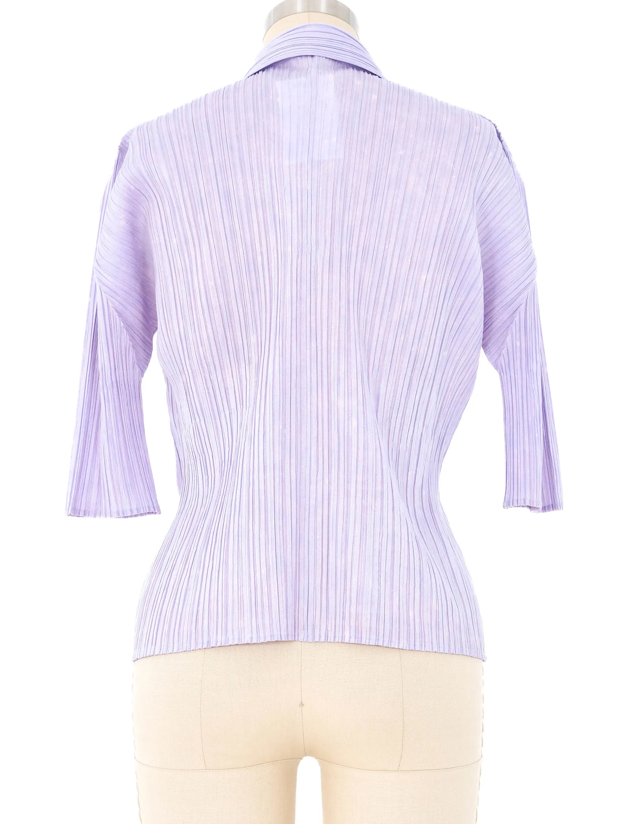 Issey Miyake Pleats Please Lavender Polo Top