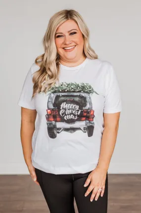 Jeep Merry Christmas Graphic Tee- White