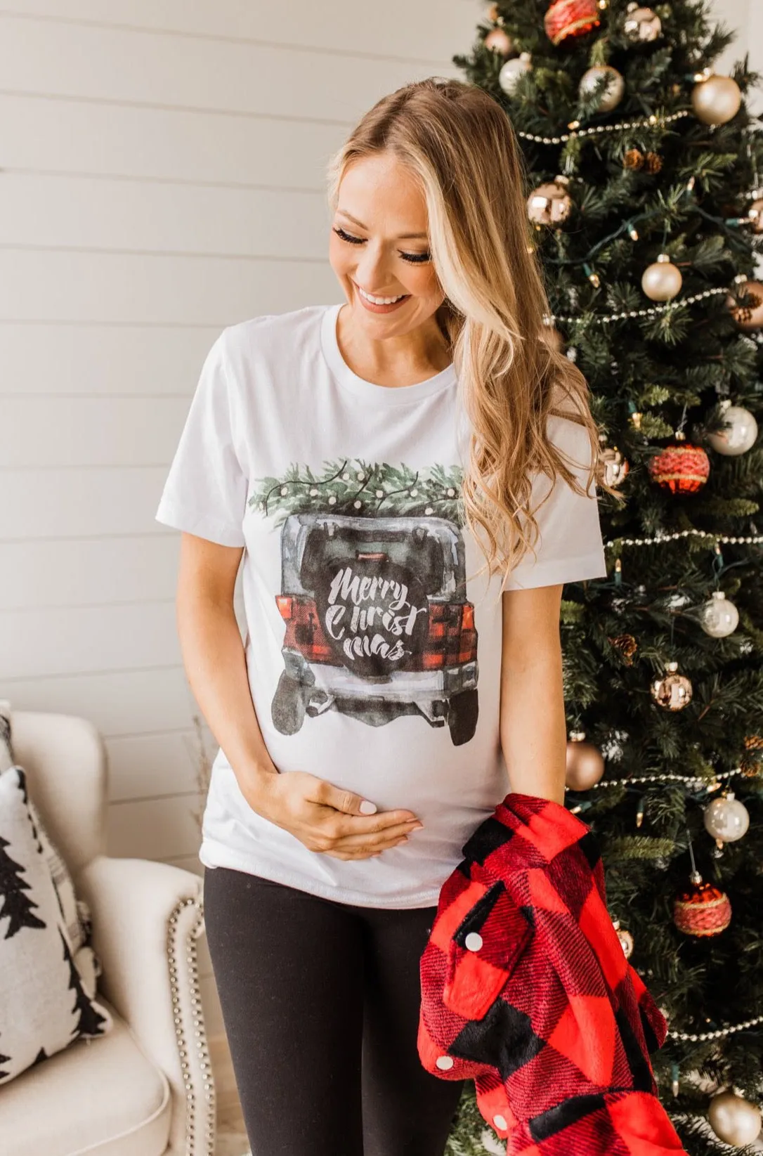 Jeep Merry Christmas Graphic Tee- White