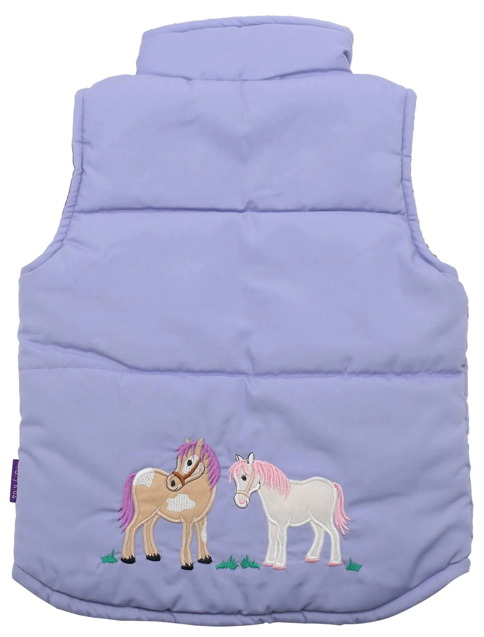 Kids' Lilac Embroidered Horse Gilet