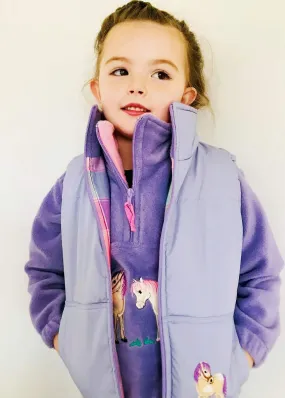 Kids' Lilac Embroidered Horse Gilet