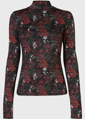 Killstar Pitiful Petals Skulls Top Black