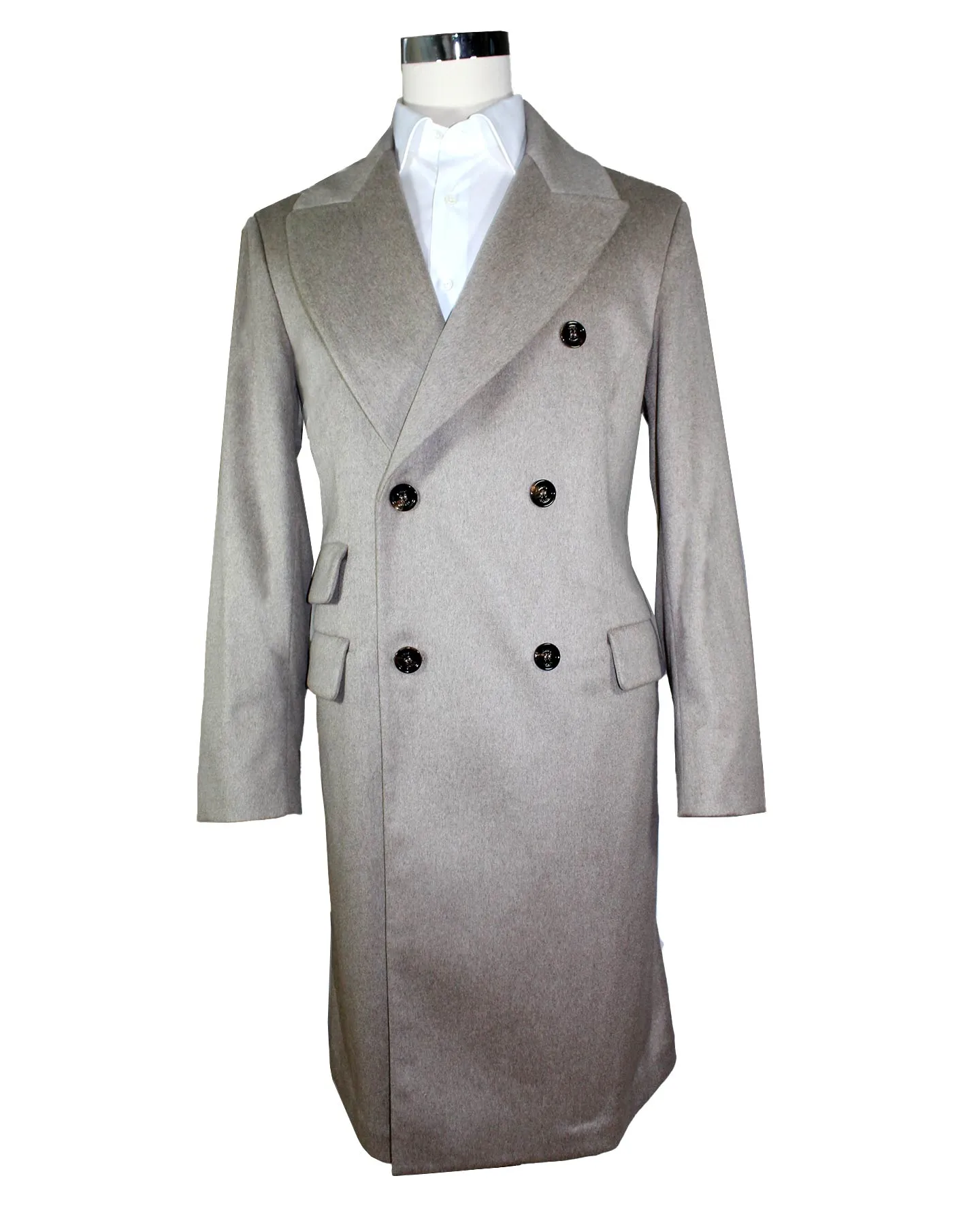 Kired Cashmere Long Coat Beige Double Breasted Overcoat EU 50 / US 40