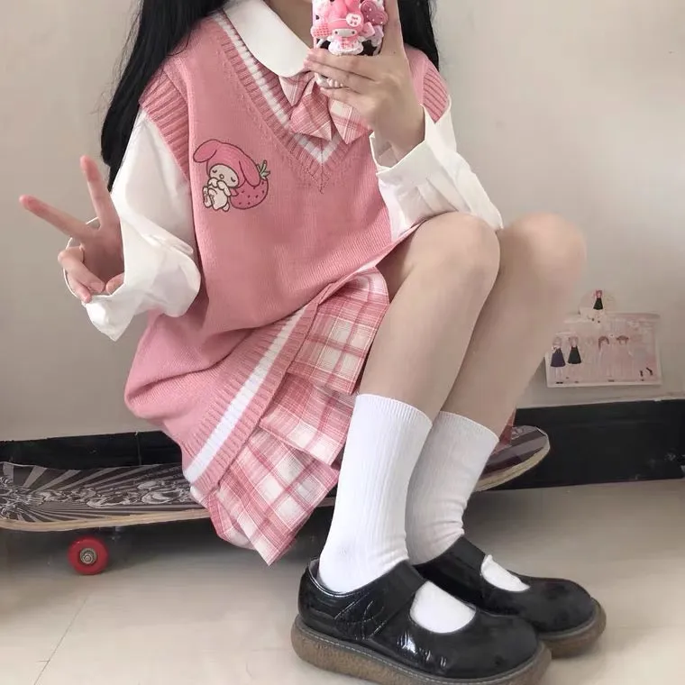 Kuromi and Melody JK Knit Vest - Adorably Cute and Stylish BY90116