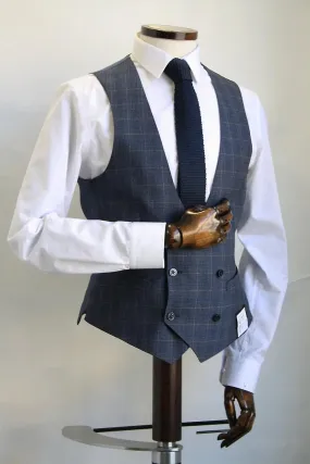 Laro check suit waistcoat grey