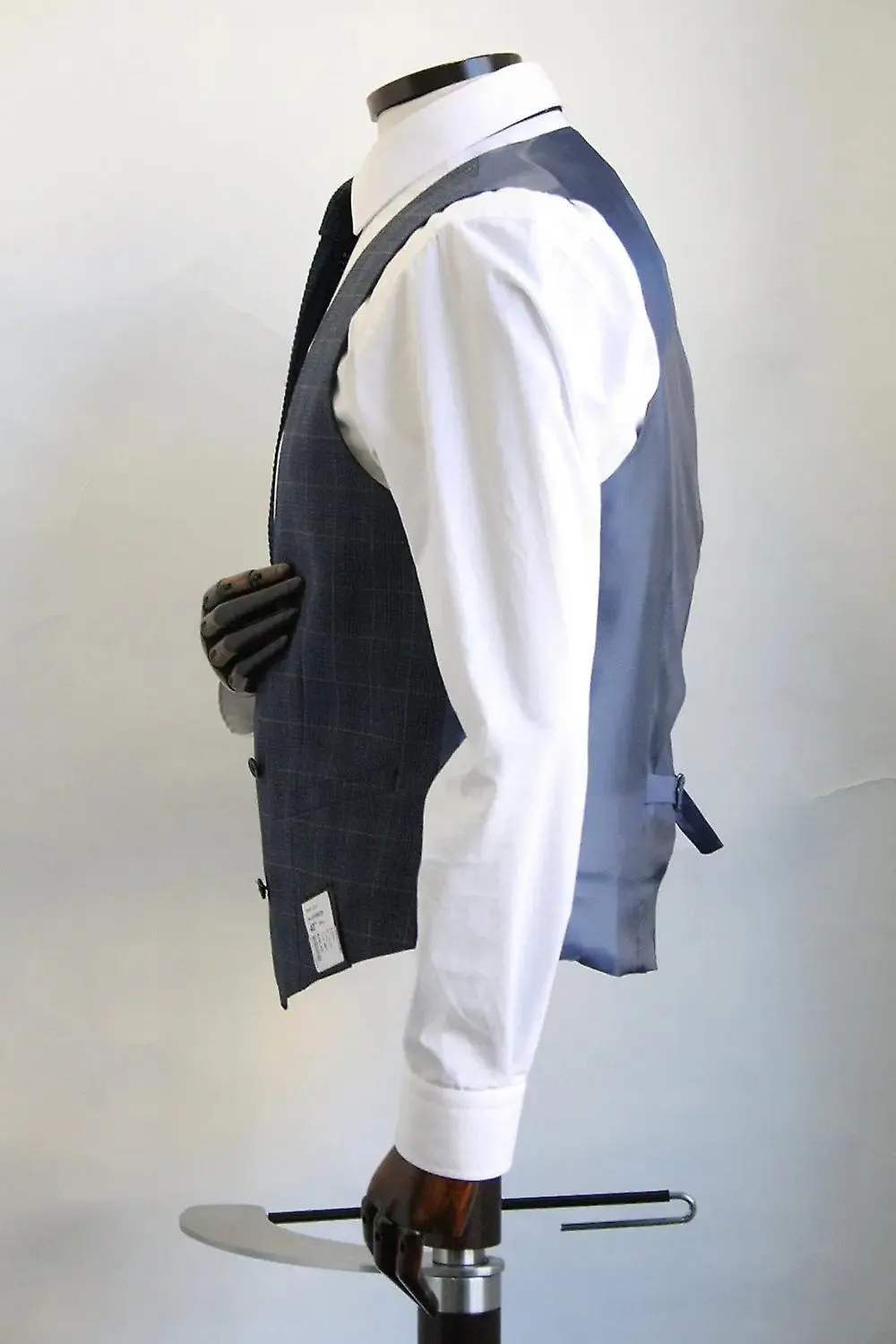 Laro check suit waistcoat grey