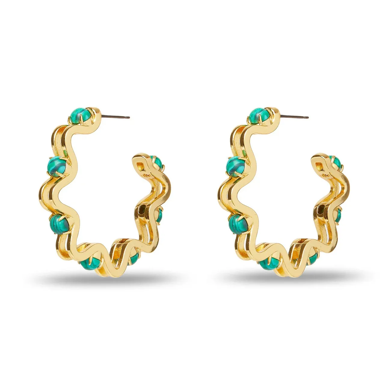 Lele Sadoughi Caterpillar Hoop Earrings, Malachite