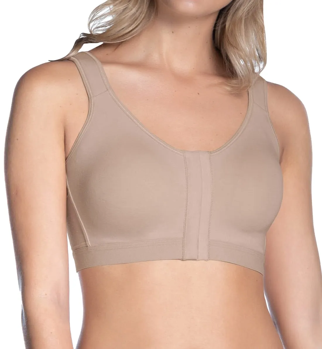 Leonisa Stretch Cotton Posture Corrector Wireless Front-Closure Bra (980) - Nude