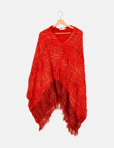 Loft Poncho de punto jaspeado