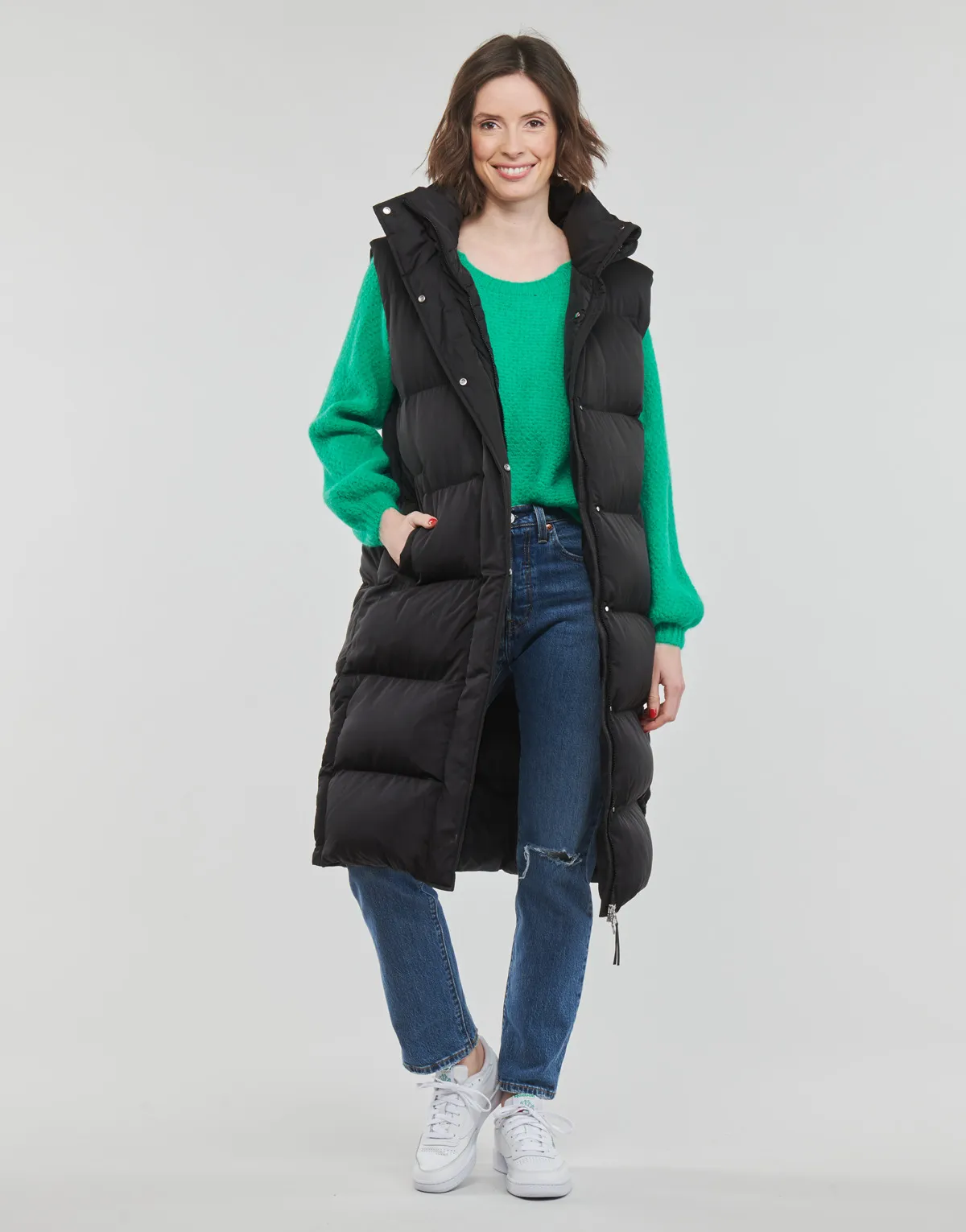 LONGLINE HOODED PUFFER GILET