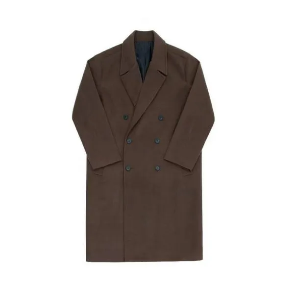 Longline wool mix winter overcoat for men