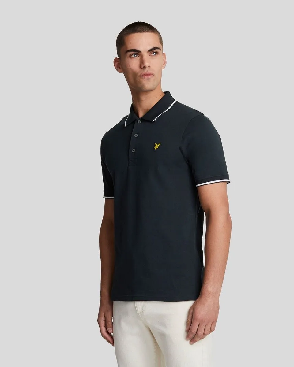 Lyle & Scott Tipped Short Sleeve Polo Shirt Dark Navy/W