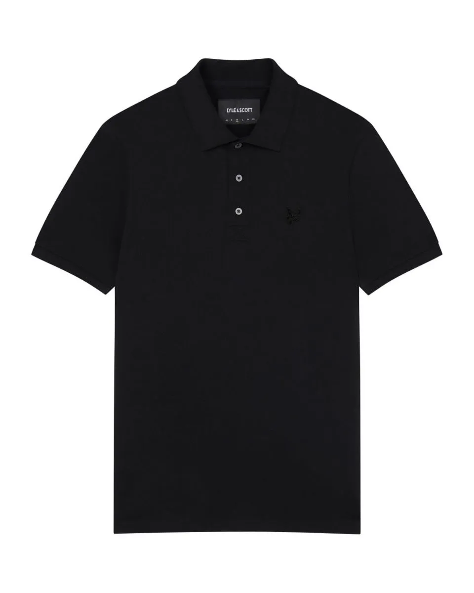 Lyle & Scott Tonal Eagle Short Sleeve Polo Shirt Jet Black