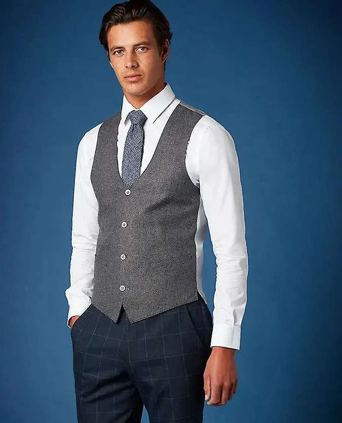 Mario charcoal grey textusuit waistcoat