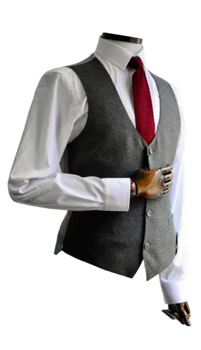 Mario charcoal grey textusuit waistcoat