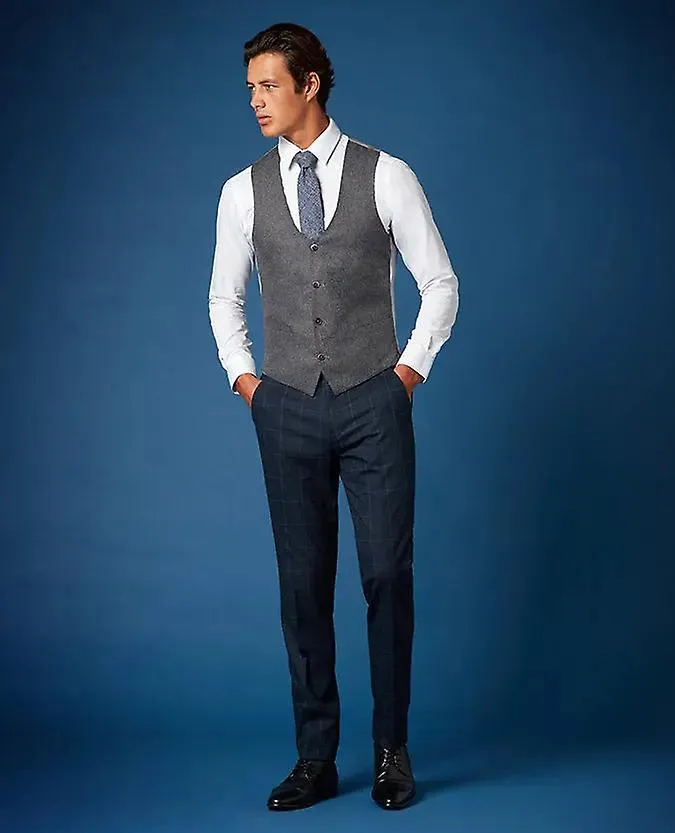 Mario charcoal grey textusuit waistcoat