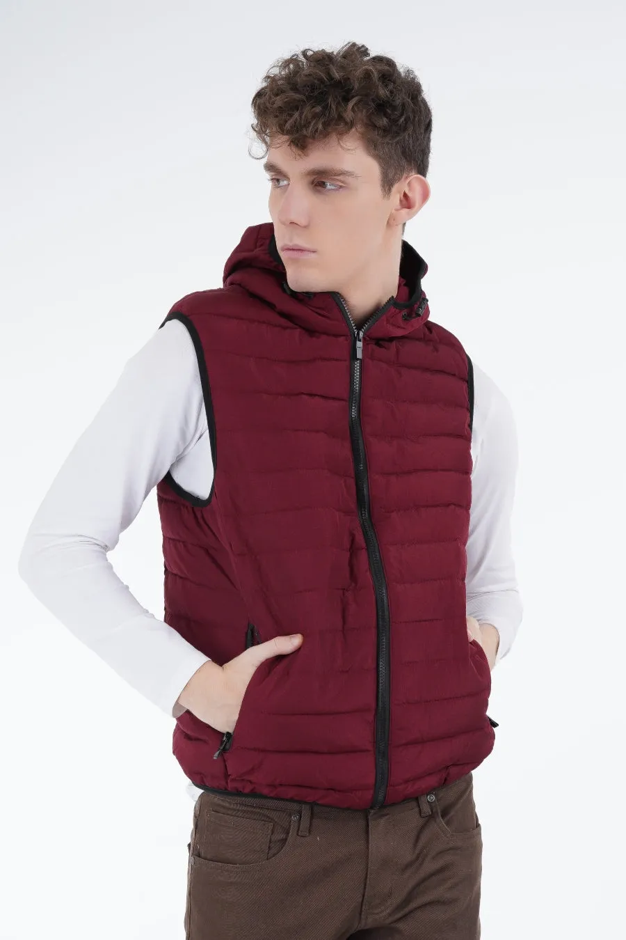 Maroon Hooded Gilet