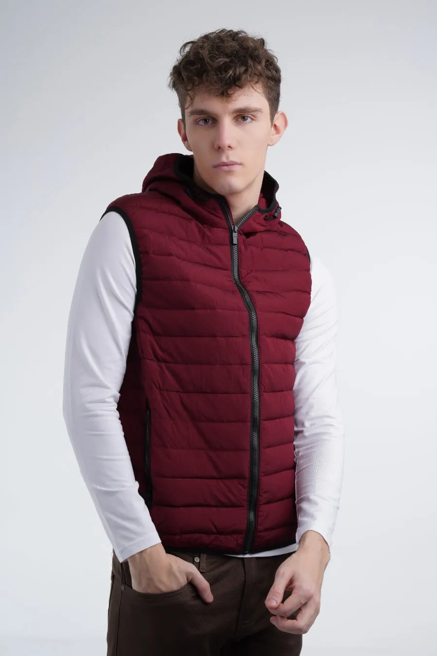 Maroon Hooded Gilet