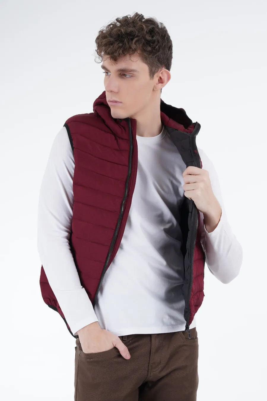 Maroon Hooded Gilet