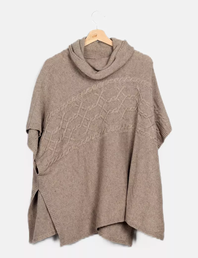 Massimo Dutti Poncho beige punto