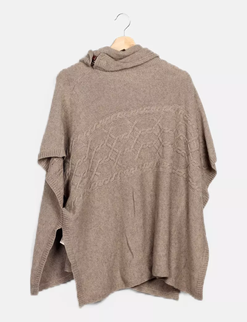 Massimo Dutti Poncho beige punto