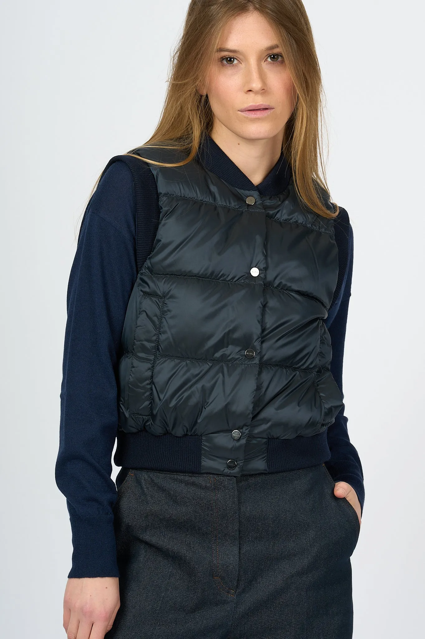 Max Mara Gilet Asoft Corto Imbottito Blu Donna