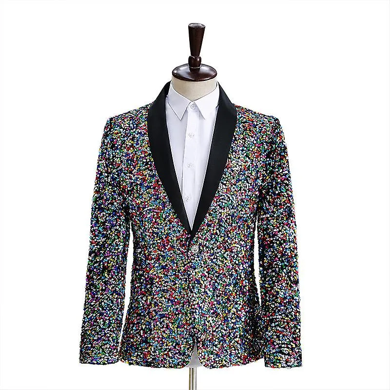 Men Tuxedo Jackets Sequins Fashion Slim Fit Blazers Party Prom