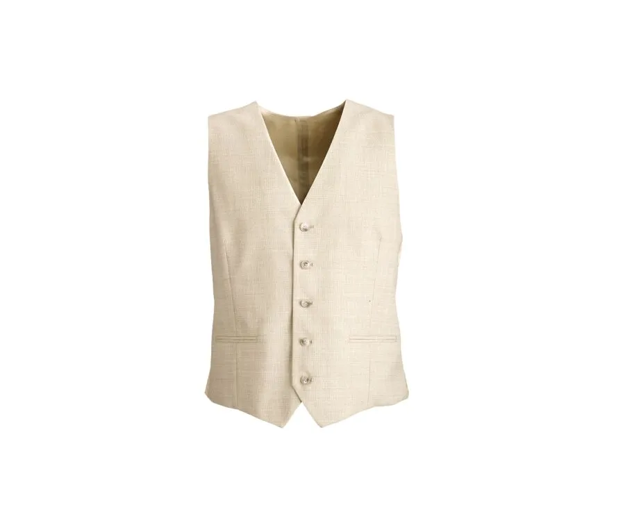 Men's Beige melange Suit Waistcoat - LAZARE