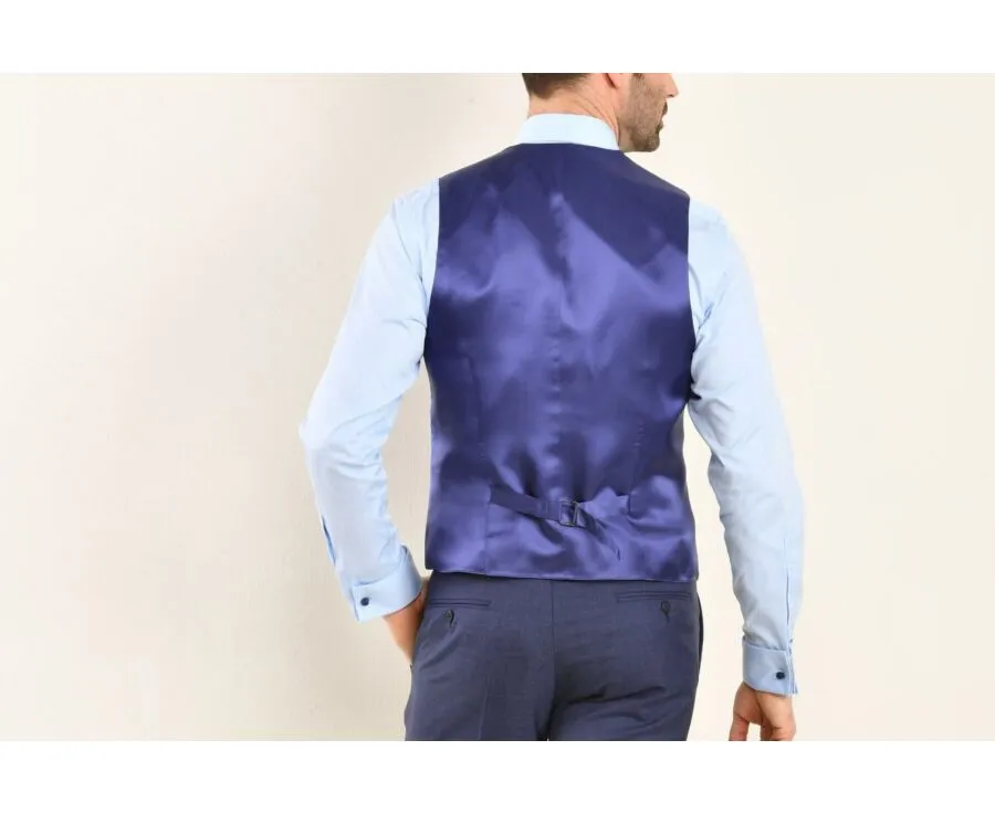 Men's Melange Blue Suit Waistcoat - LAZARE