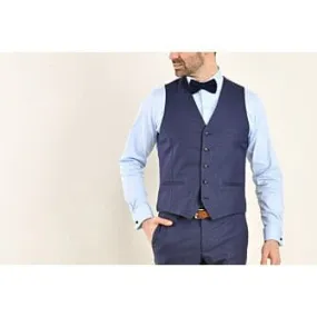 Men's Melange Blue Suit Waistcoat - LAZARE