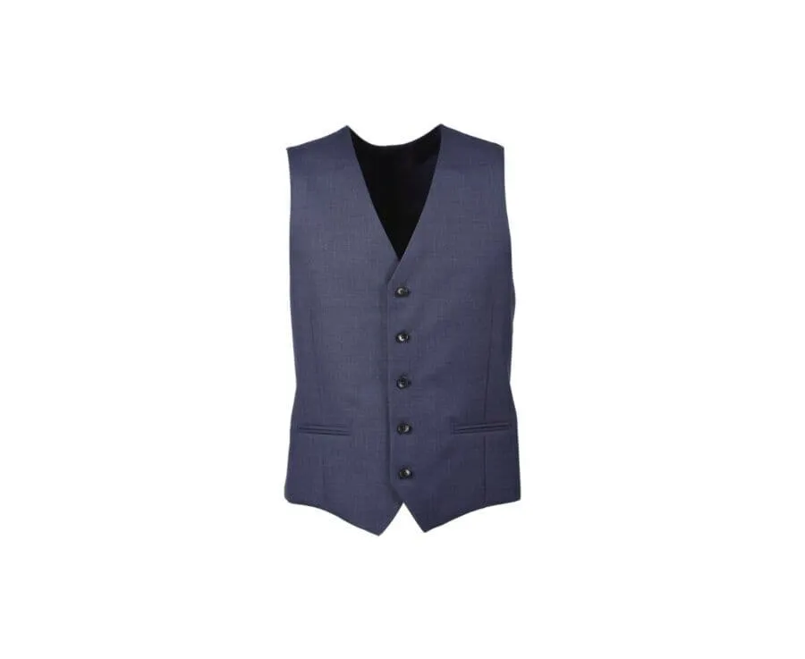 Men's Melange Blue Suit Waistcoat - LAZARE