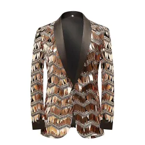 Men's high-end suit gold stripe fringed sequins coat