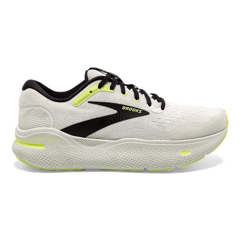 Men's Brooks Ghost Max Shoes - Grey/Black/Sharp Green - Size 7 D Medium.