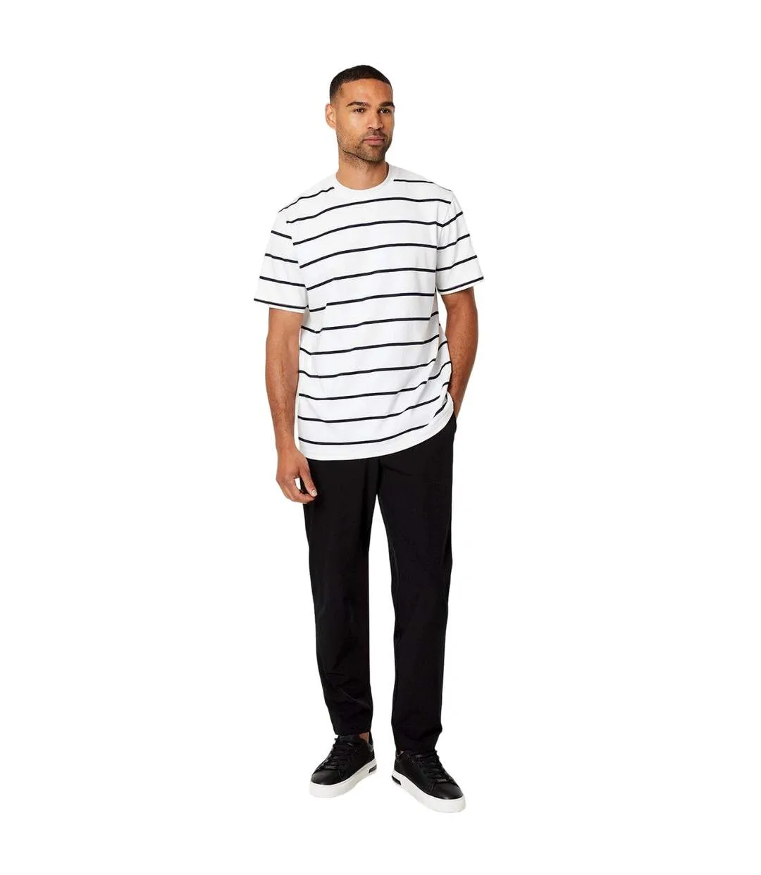 Mens stripe oversized t-shirt white Burton