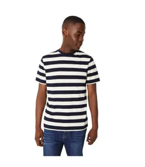 Mens wide stripe pique t-shirt navy Burton