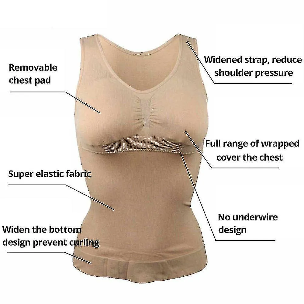 Mujer Shapewear Acolchado Tummy Control Tank Top Slimming Camisole Removable Body Shaping Compression Vest Corset