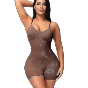 Mujeres Body Shaper Sleeveless Spaghetti Strap Abdomen Bodysuit Sport Short Jumpsuit Romper Bodysuit One Piece Outfit Playsuit A