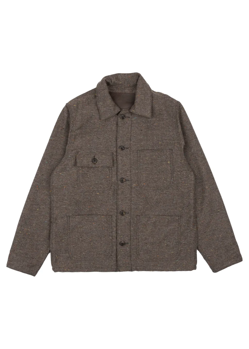 Naked & Famous Denim - Chore Coat - Wool Blend Multi Nep - Brown