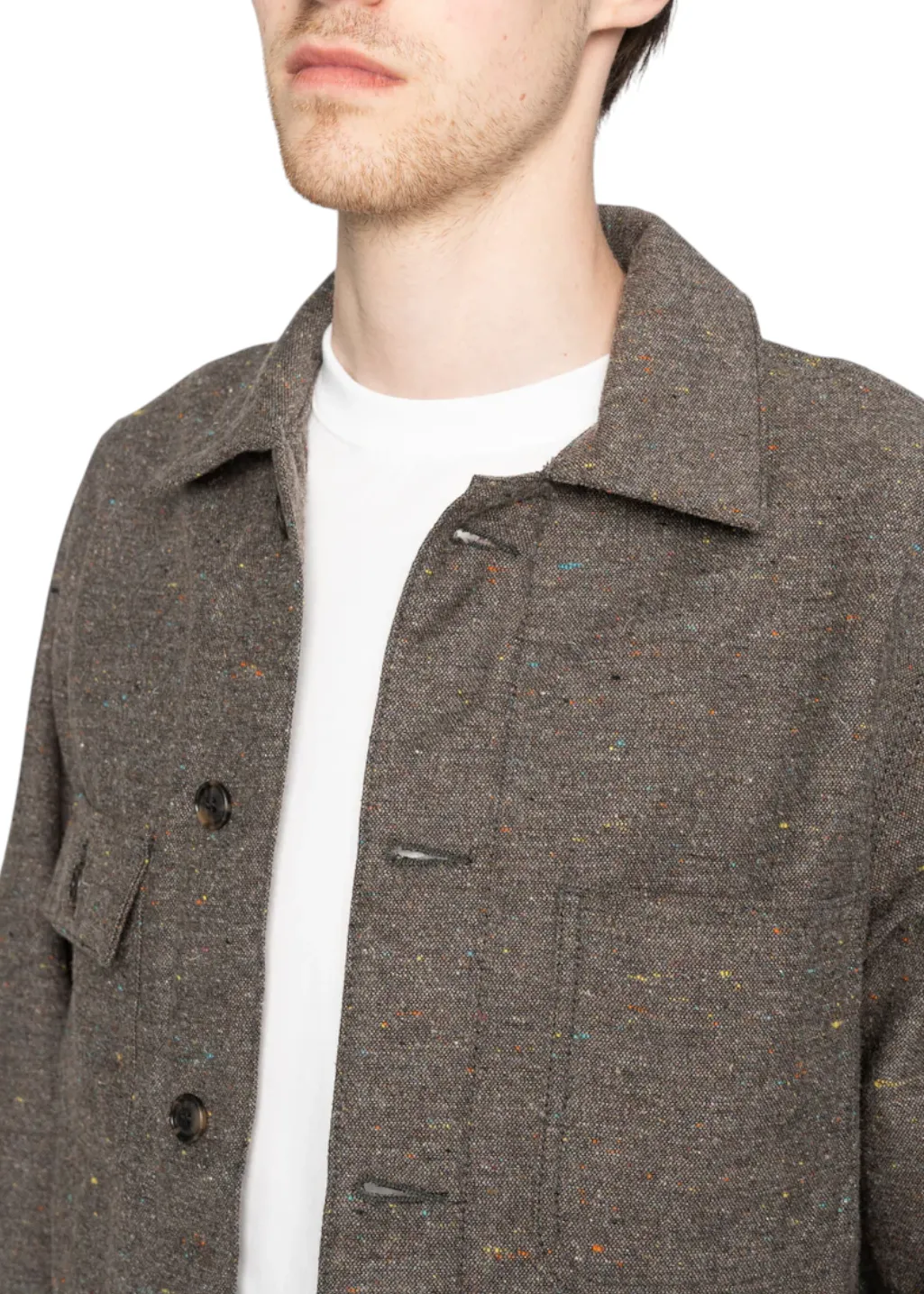 Naked & Famous Denim - Chore Coat - Wool Blend Multi Nep - Brown