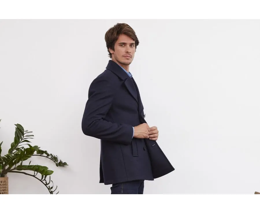 Navy Men's pea coat - GAËLAN