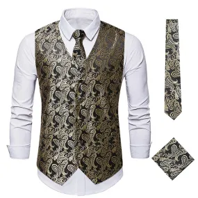 New Men's Floral Blazer Waistcoat Gentleman's Formal Casual Printed Vest Waistcoat