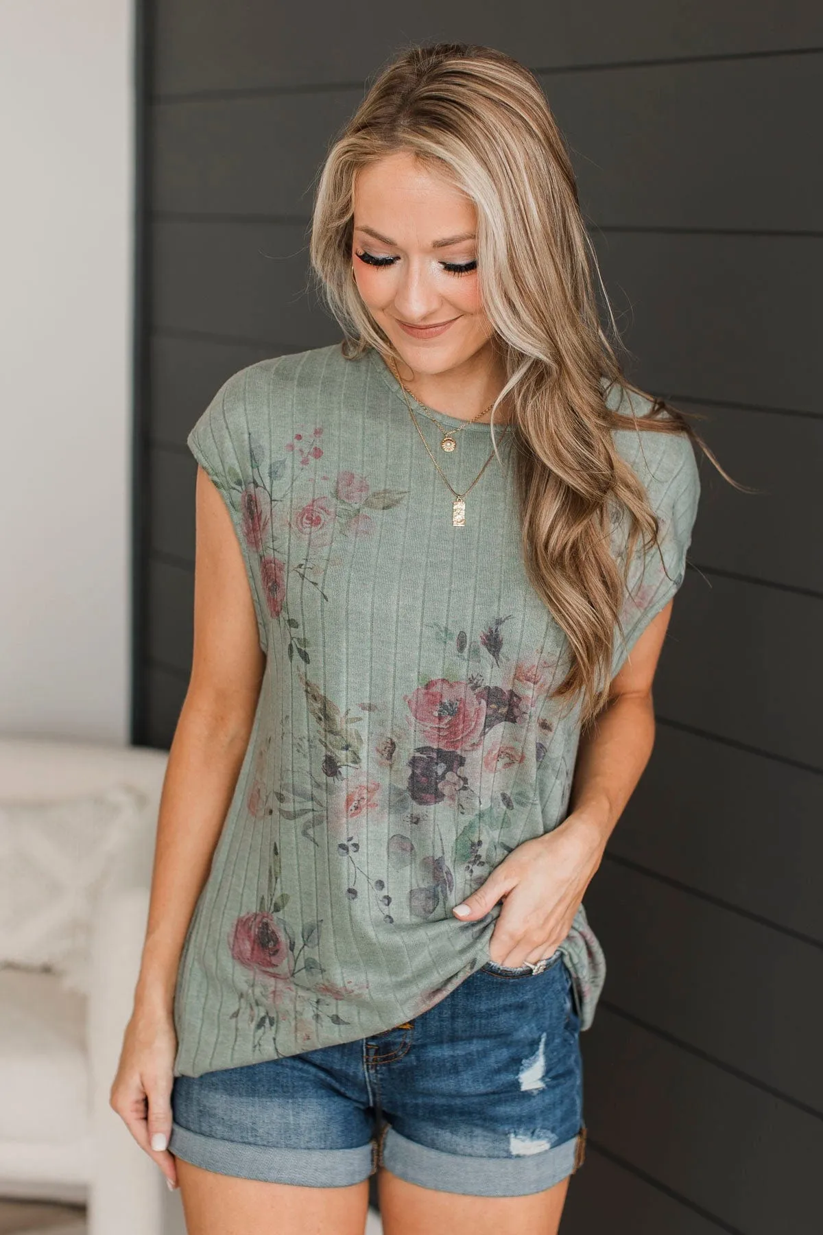 No More Chances Floral Top- Sage