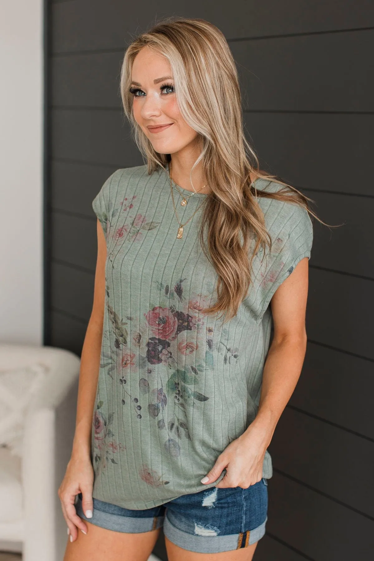 No More Chances Floral Top- Sage