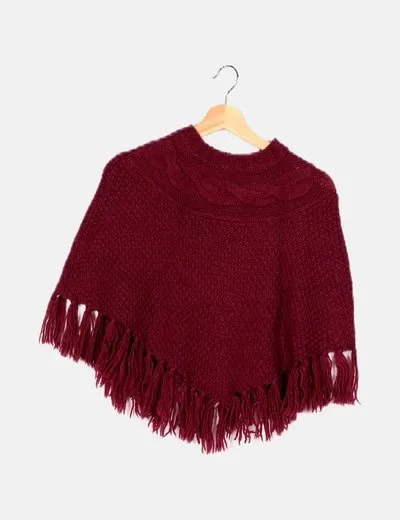 NoName Poncho morado punto flecos