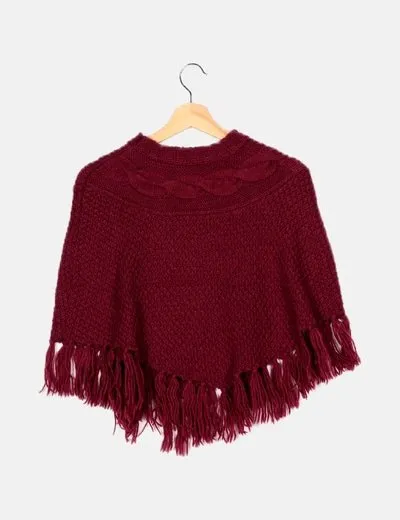 NoName Poncho morado punto flecos